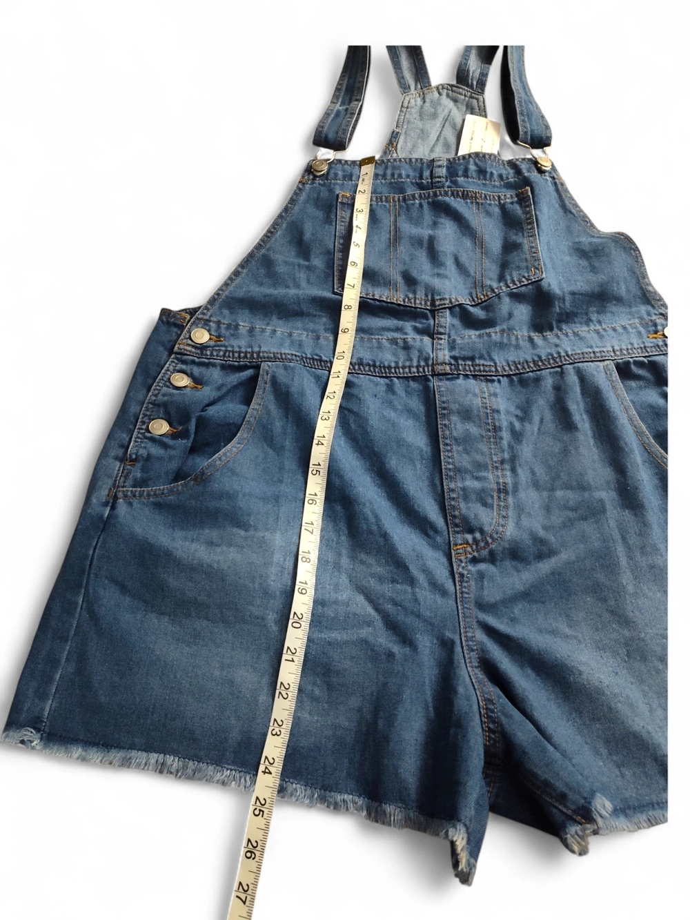🆕 Glamaker Denim Overall Shorts for Women Casual Blue Jean Romper Size XL - Picture 10 of 13